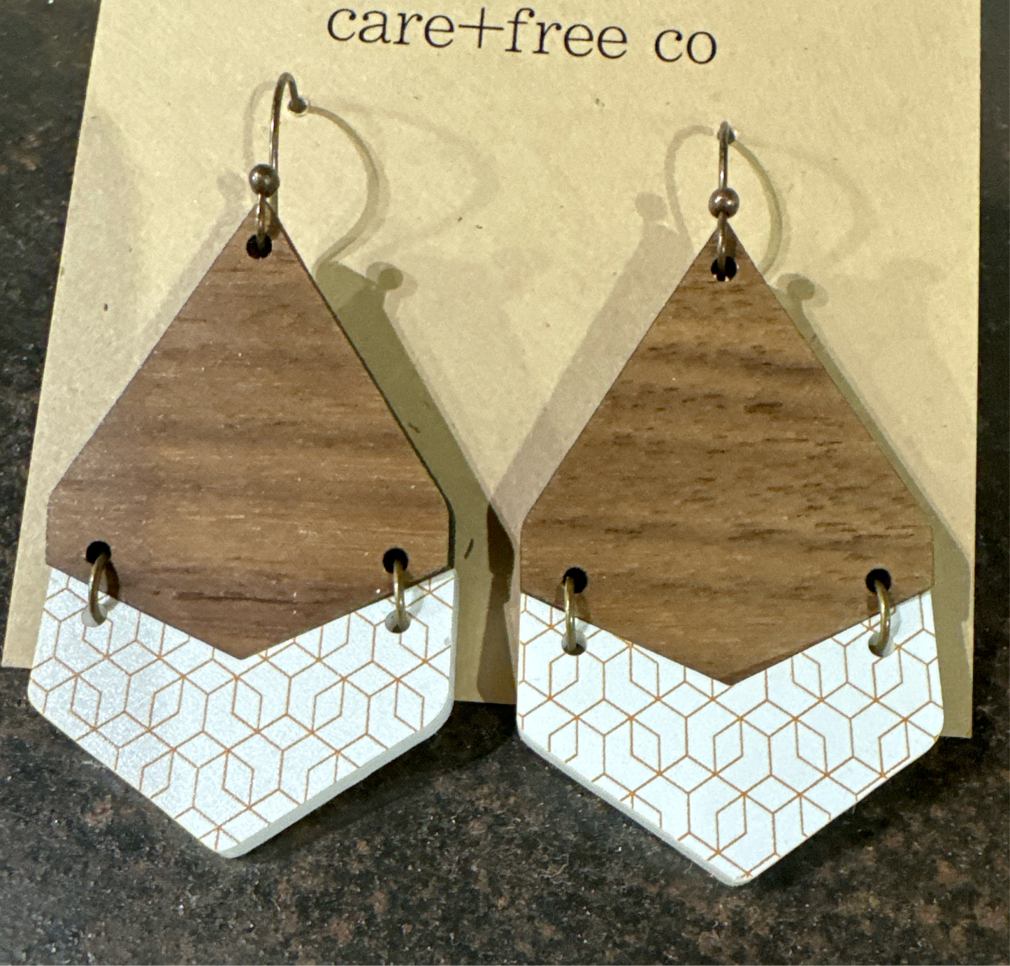 Geometric Wood Earrings by Care Free Co