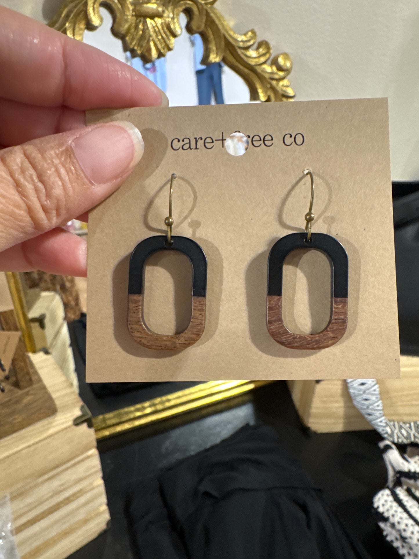 Wood Oval Earrings