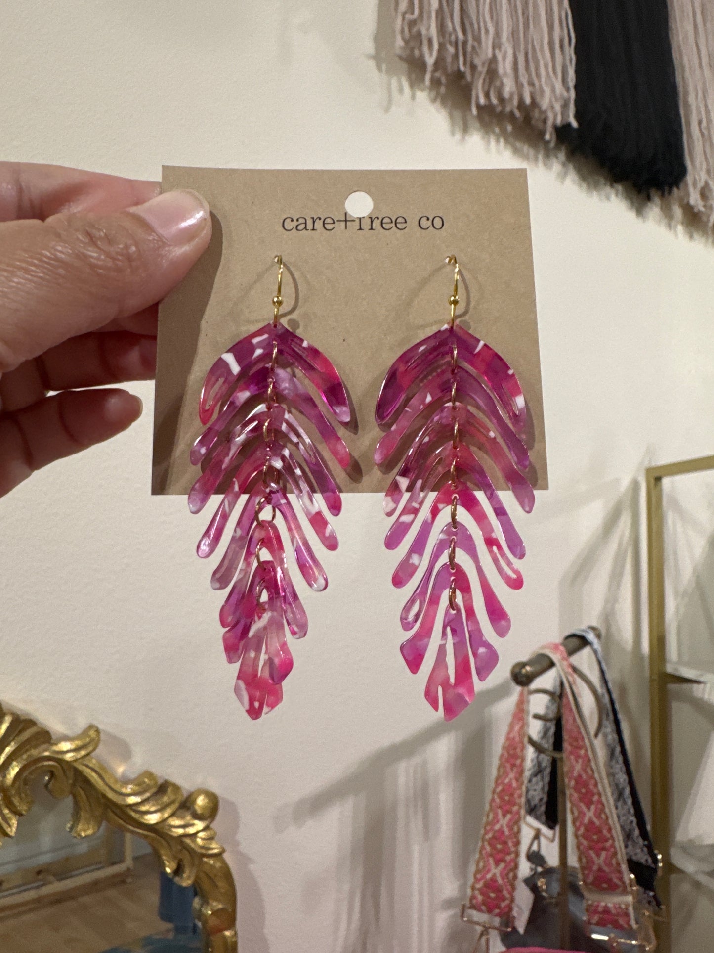 Acrylic Feather Earrings by Care Free Co