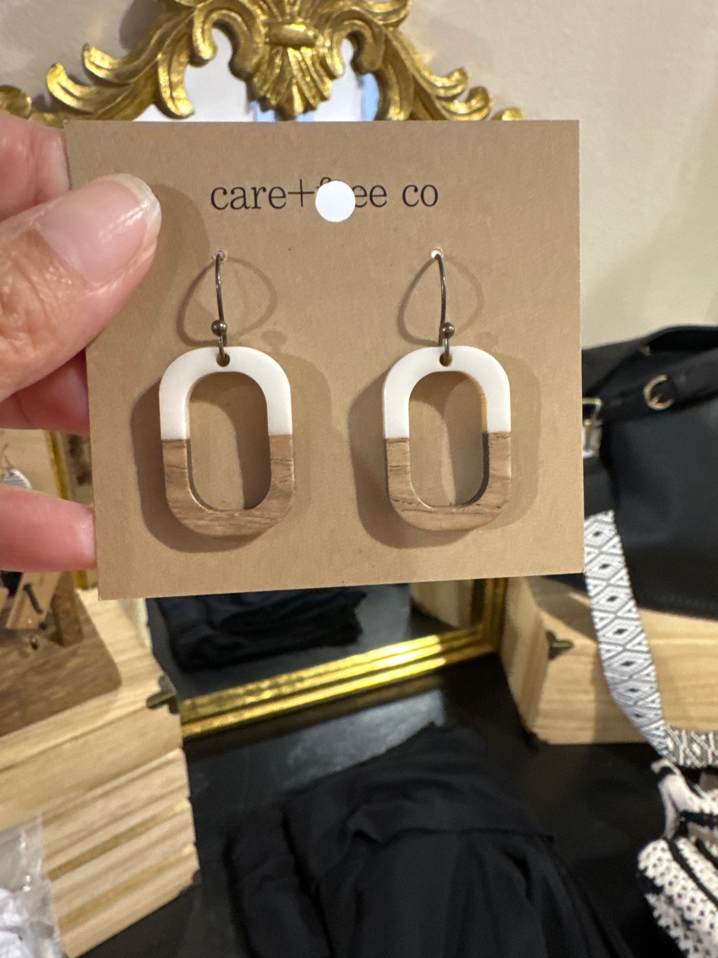 Wood Oval Earrings