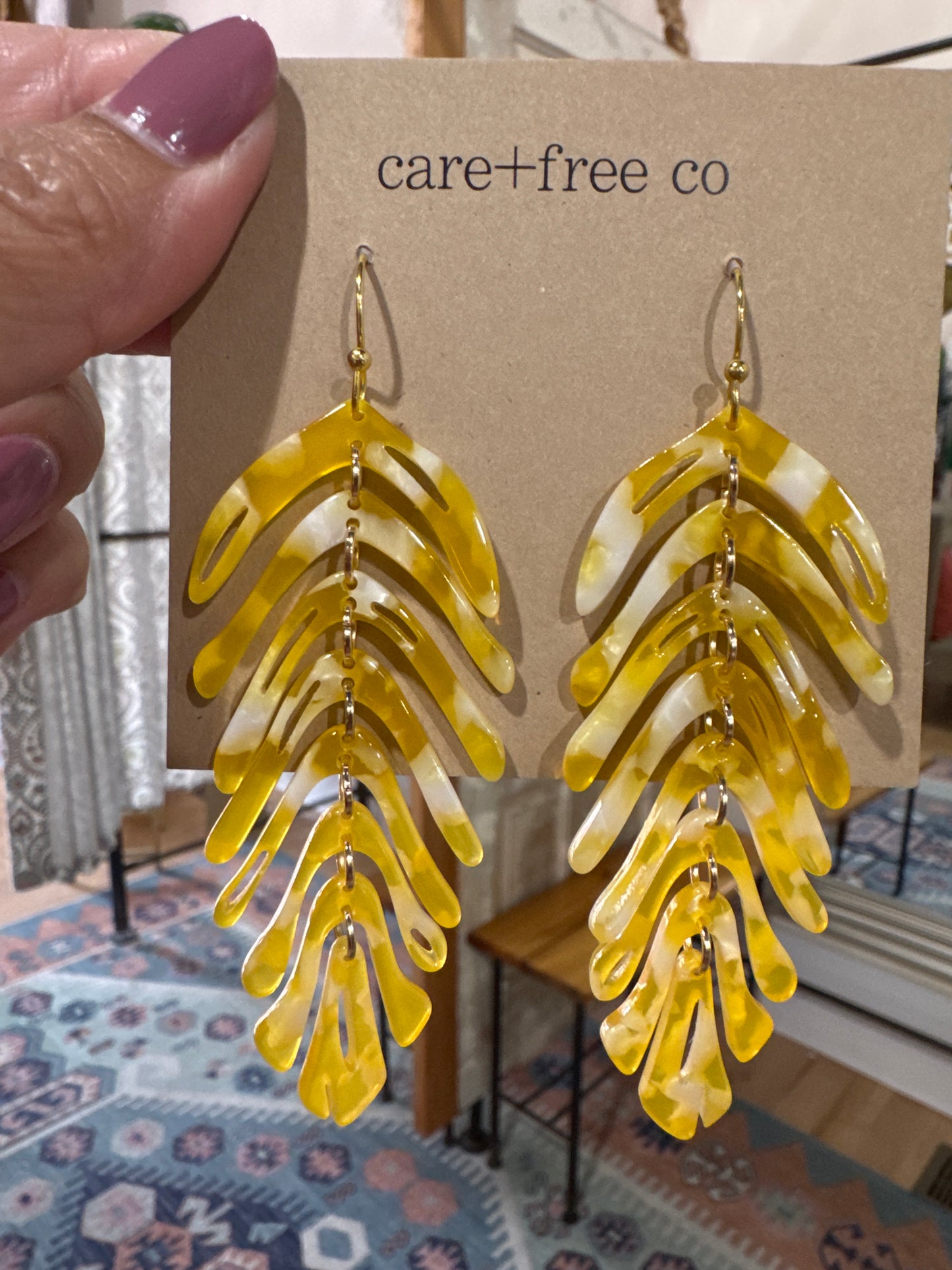 Acrylic Feather Earrings by Care Free Co