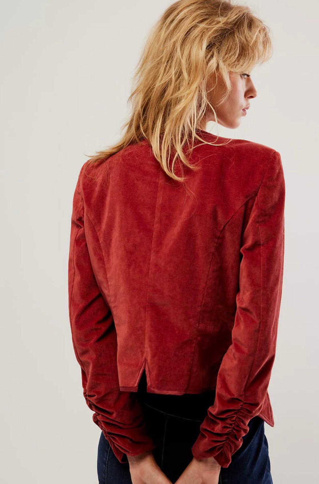 Free People Red Velvet Jacket Ks Boutique