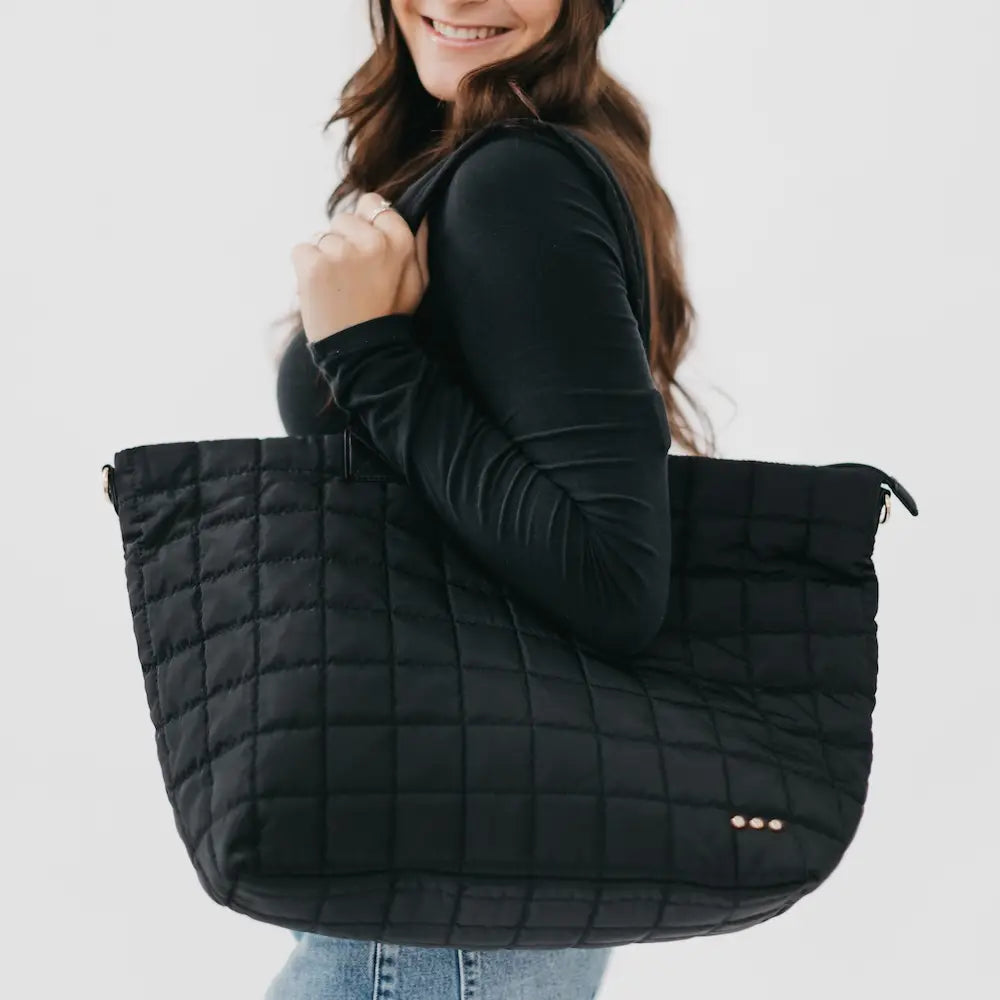 Black Day Dreamer Quilted Tote Bag