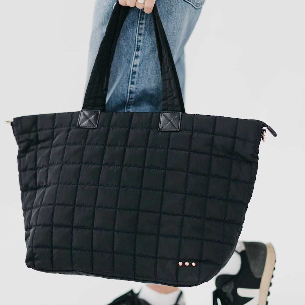 Black Day Dreamer Quilted Tote Bag
