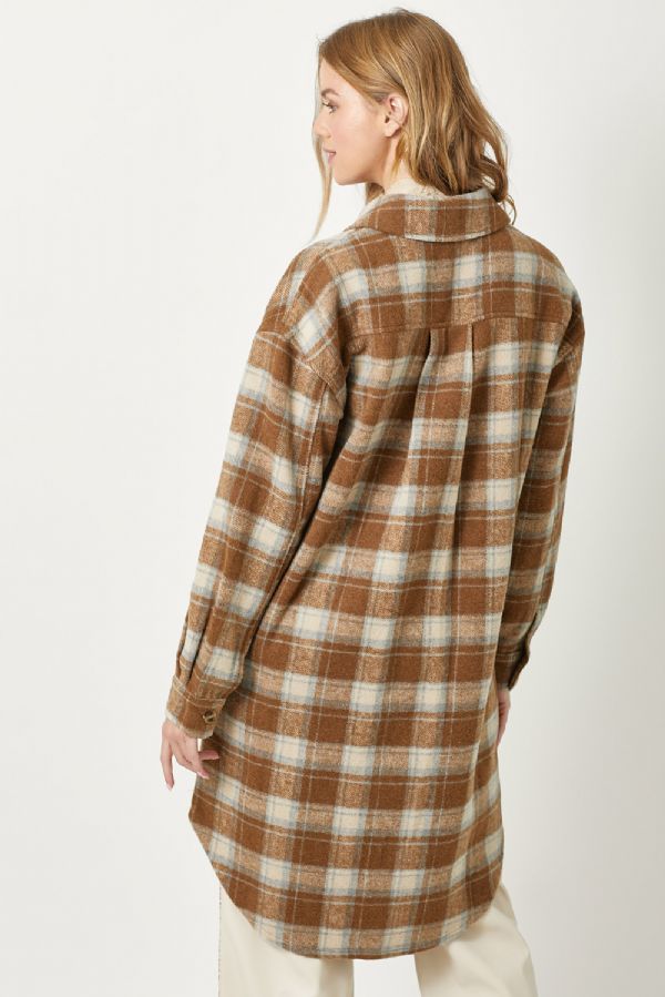 Fringe Placket Plaid Jacket