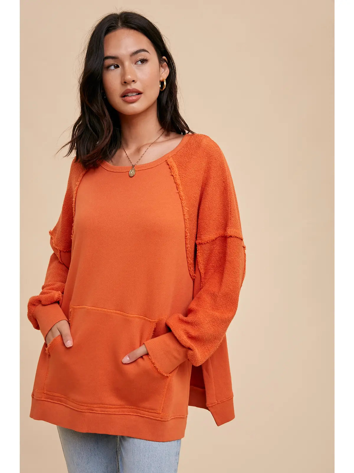 Tangerine French Terry Pullover Sweatshirt