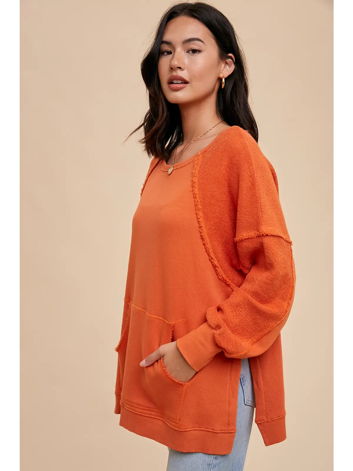 Tangerine French Terry Pullover Sweatshirt