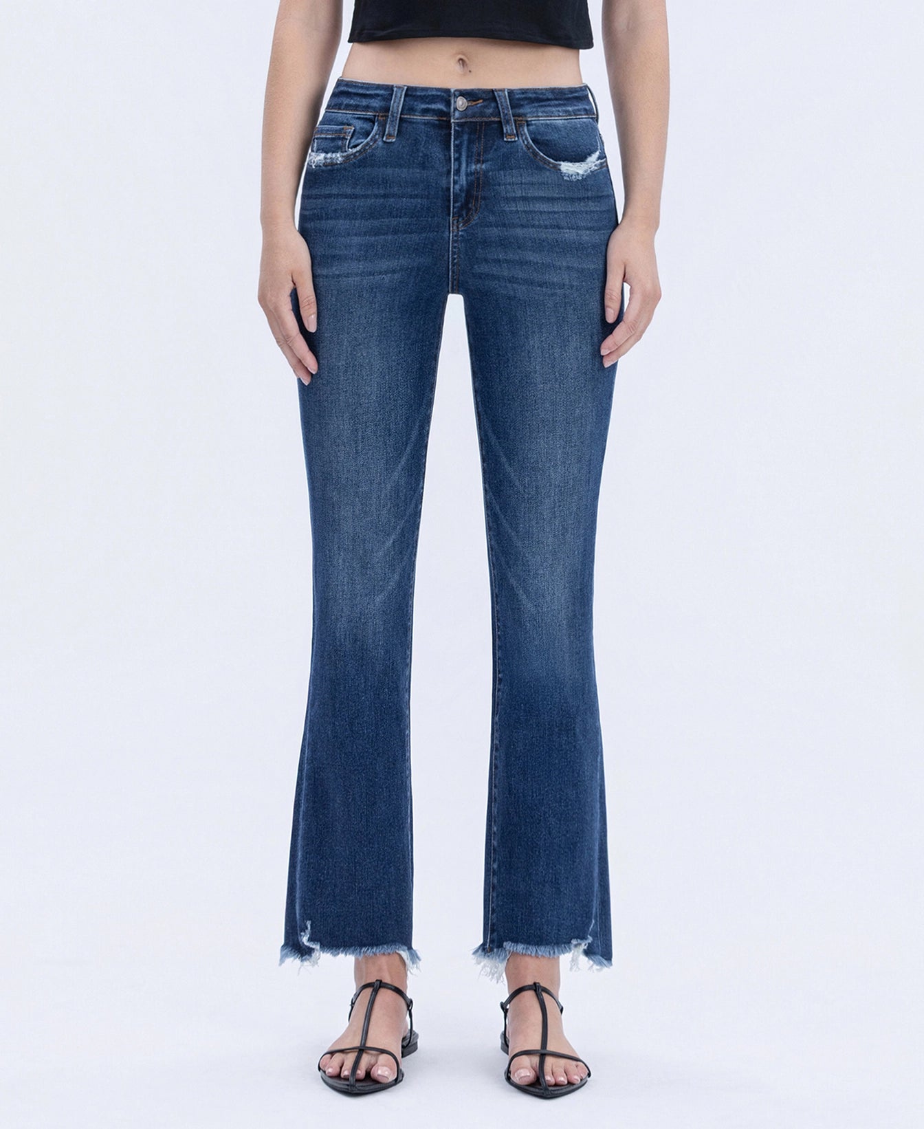 Frayed Hem Kick Flare Jeans