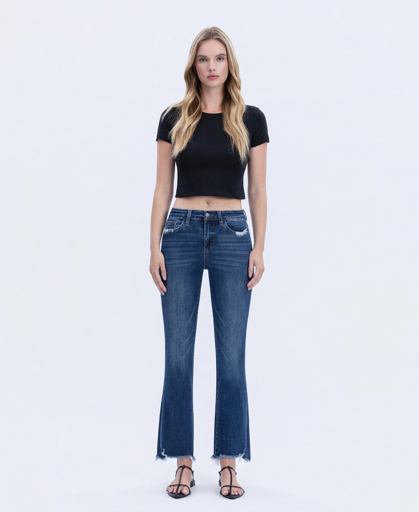 Frayed Hem Kick Flare Jeans