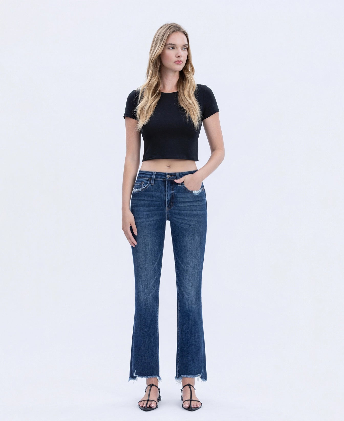 Frayed Hem Kick Flare Jeans