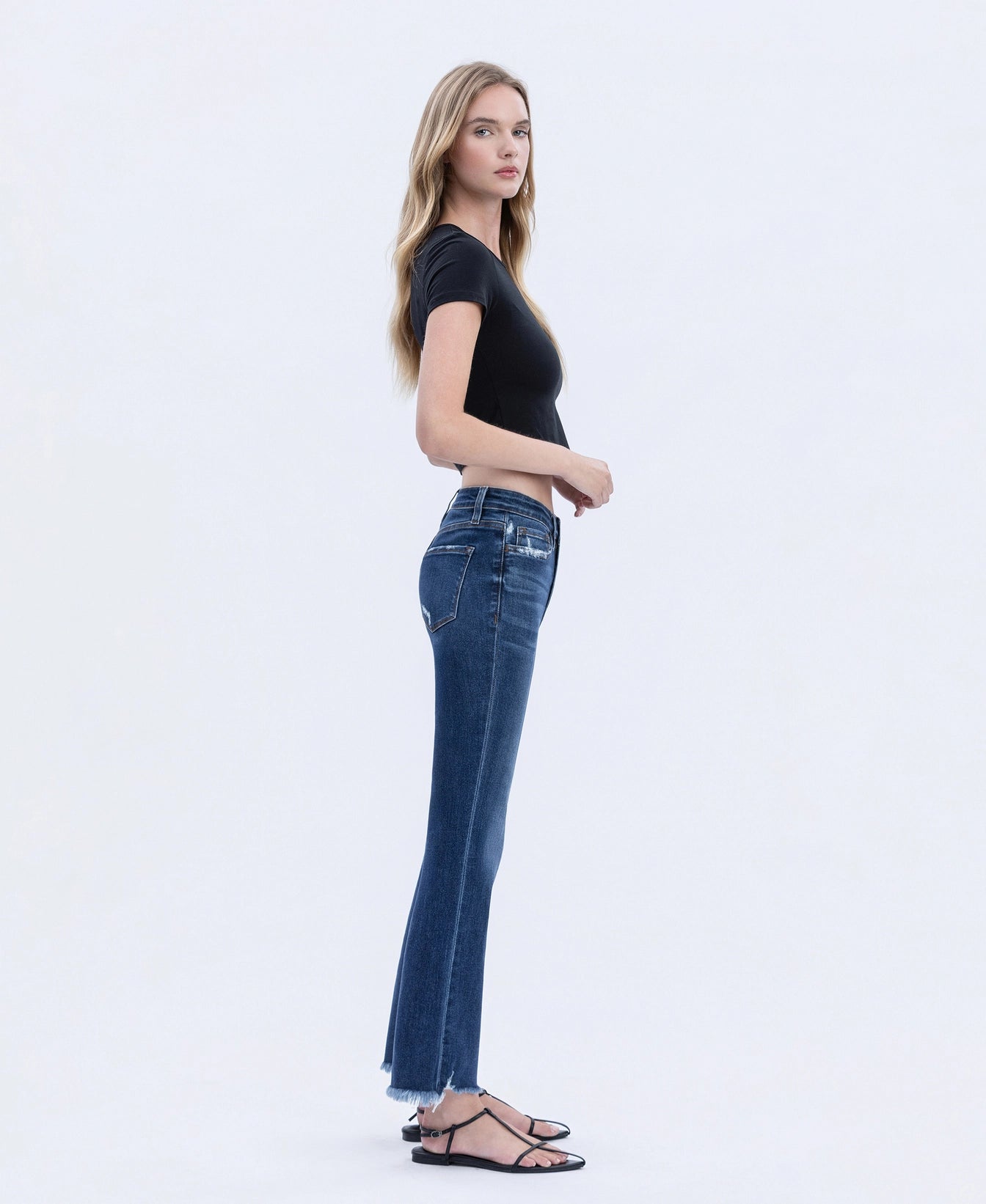 Frayed Hem Kick Flare Jeans