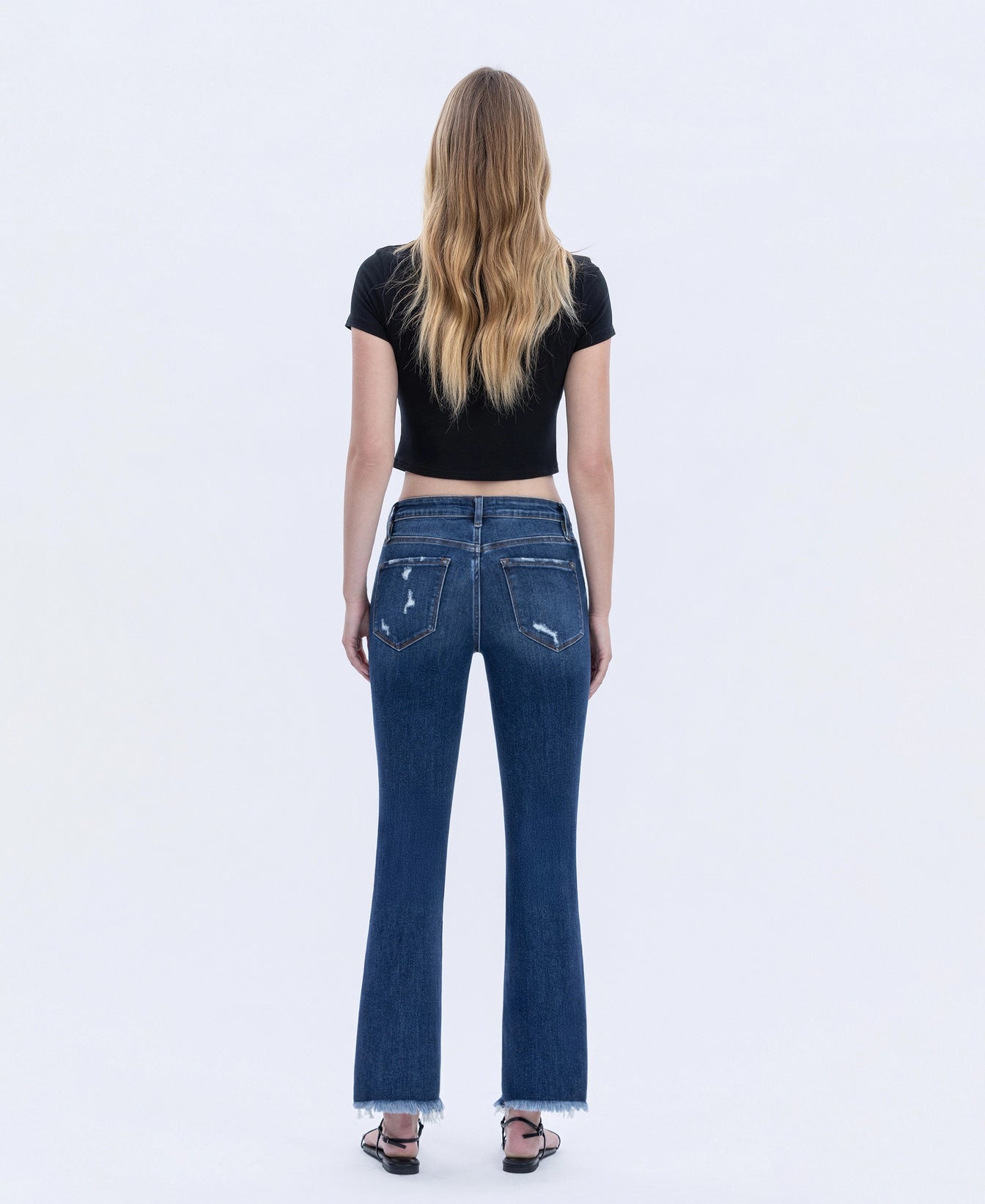 Frayed Hem Kick Flare Jeans