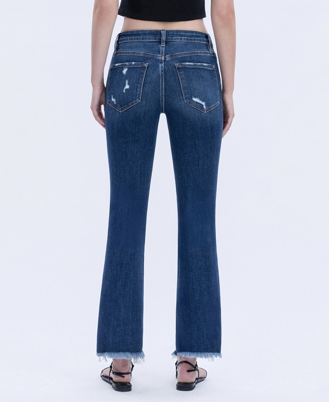 Frayed Hem Kick Flare Jeans