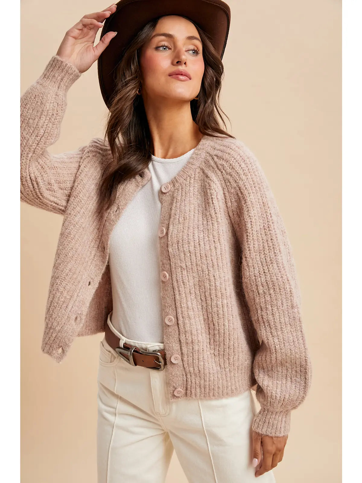 Raglan Sleeve Knitted Cardigan