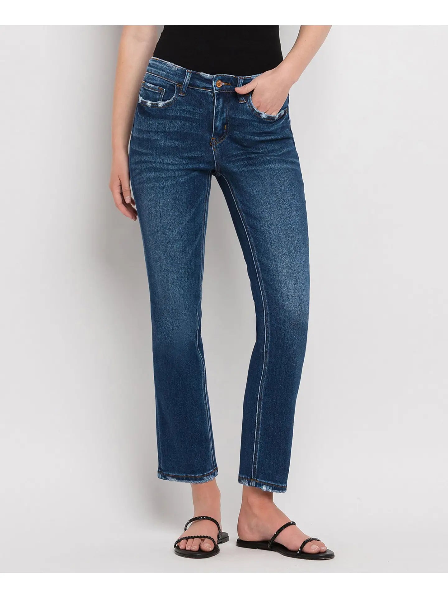 Mid Rise Ankle Slim Straight