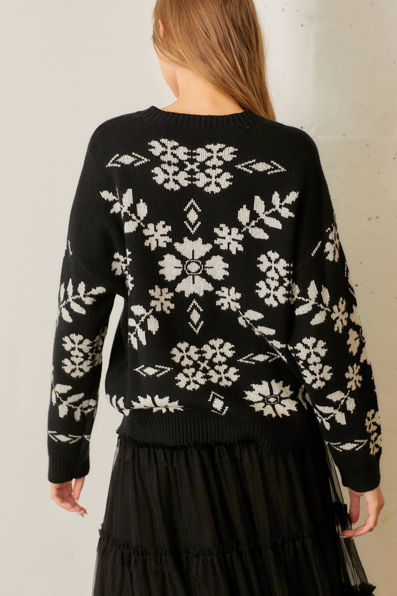 Floral Print Knit Sweater