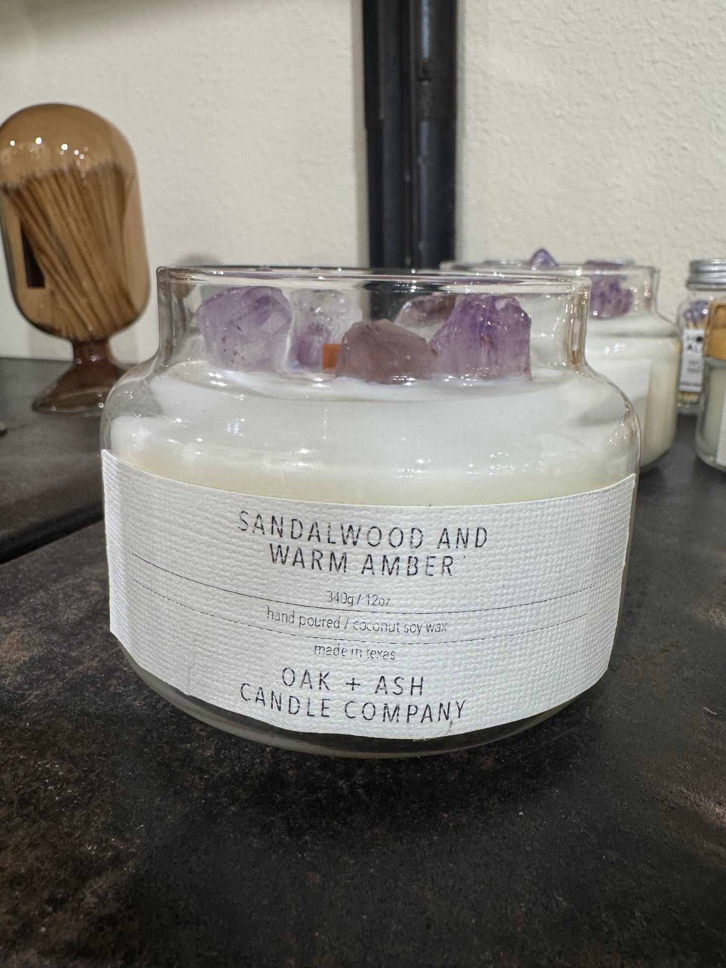 Crystal Apothecary Candle in Sandalwood and Warm Amber