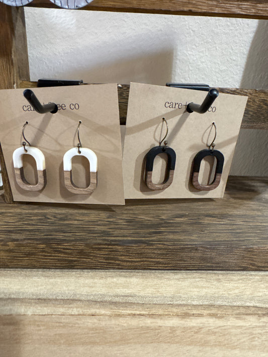 Wood Oval Earrings