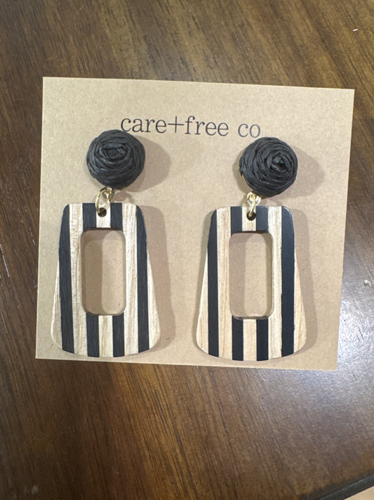 Black + Wood striped earrings