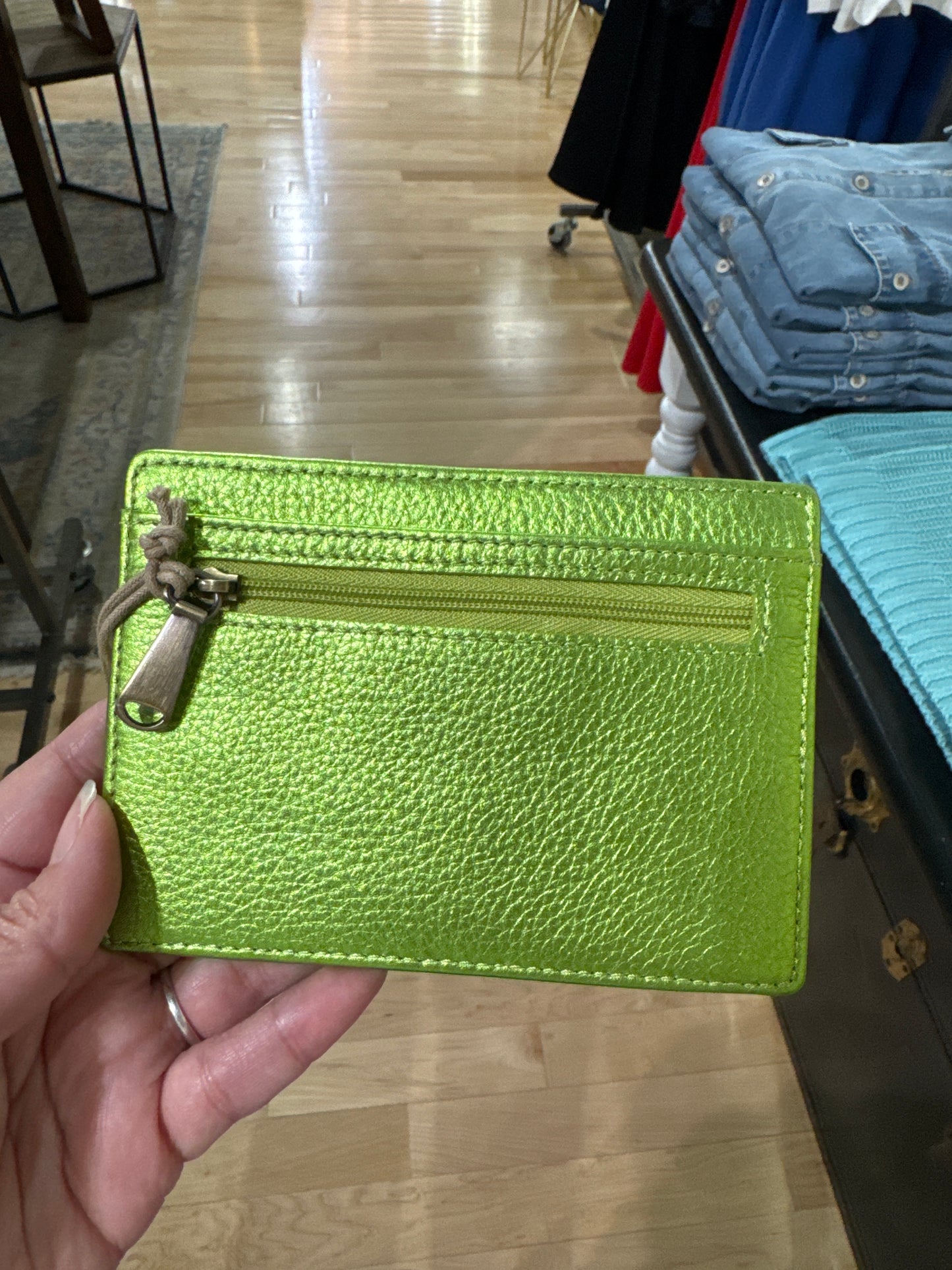 Hobo Green Metallic Euro Slide Wallet Ks Boutique
