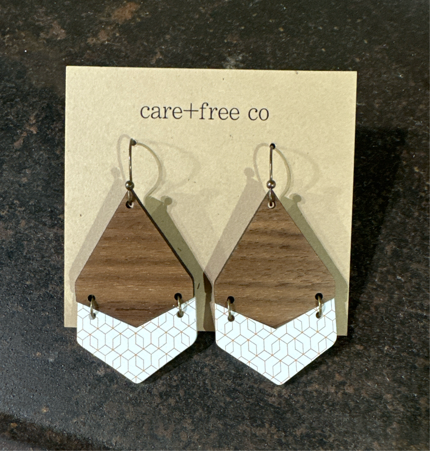 Geometric Wood Earrings by Care Free Co