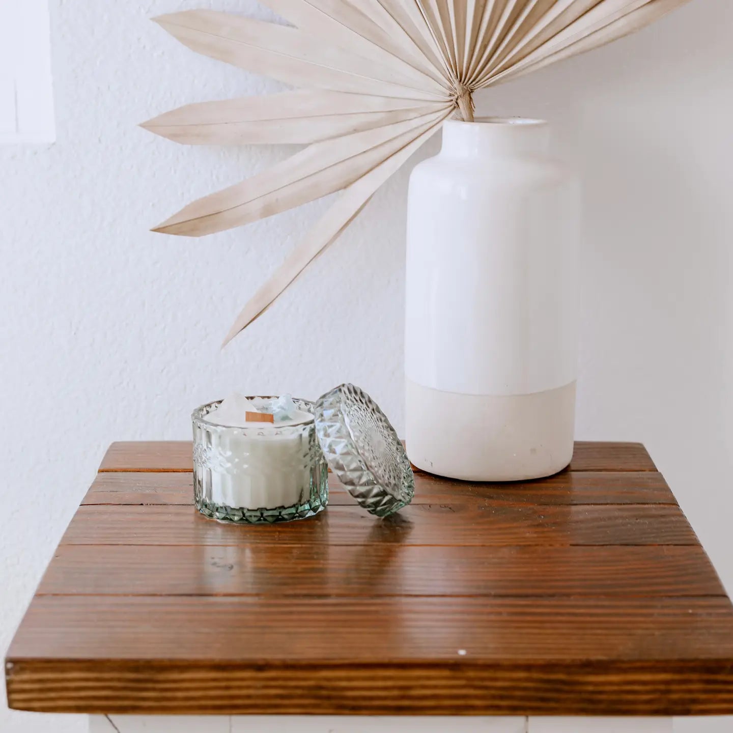 Translucent Sage Crystal Candle in Sugared Guava and Mountain Greens