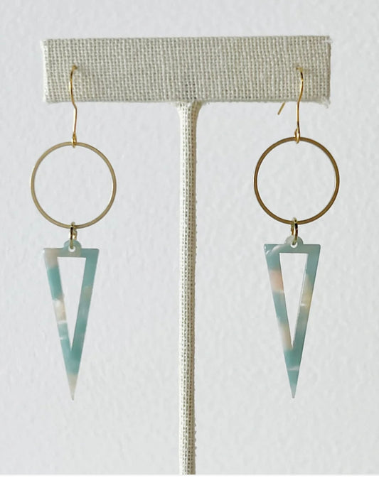 Aqua Triangle Earrings