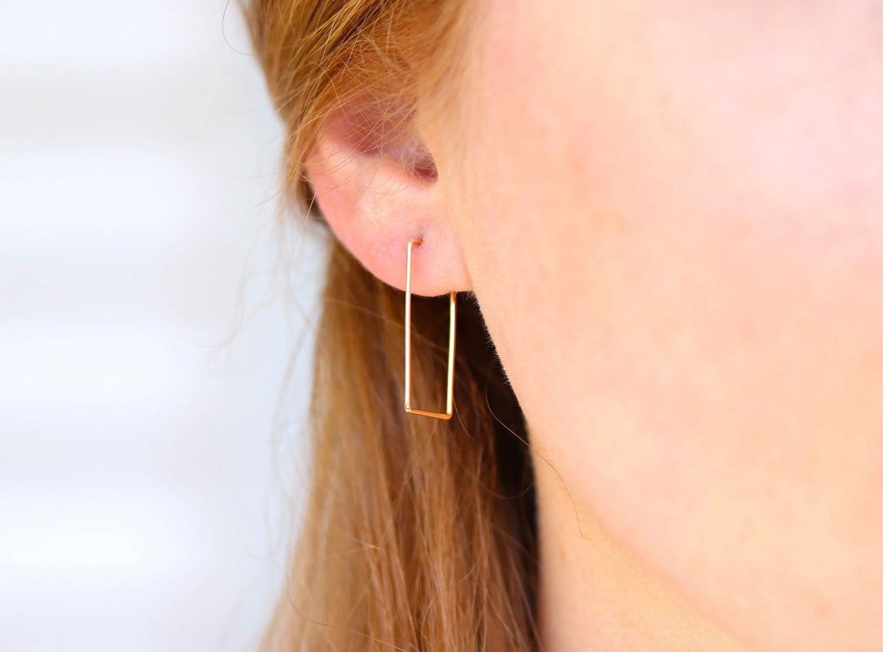 Rectangle Hoops Sterling Silver