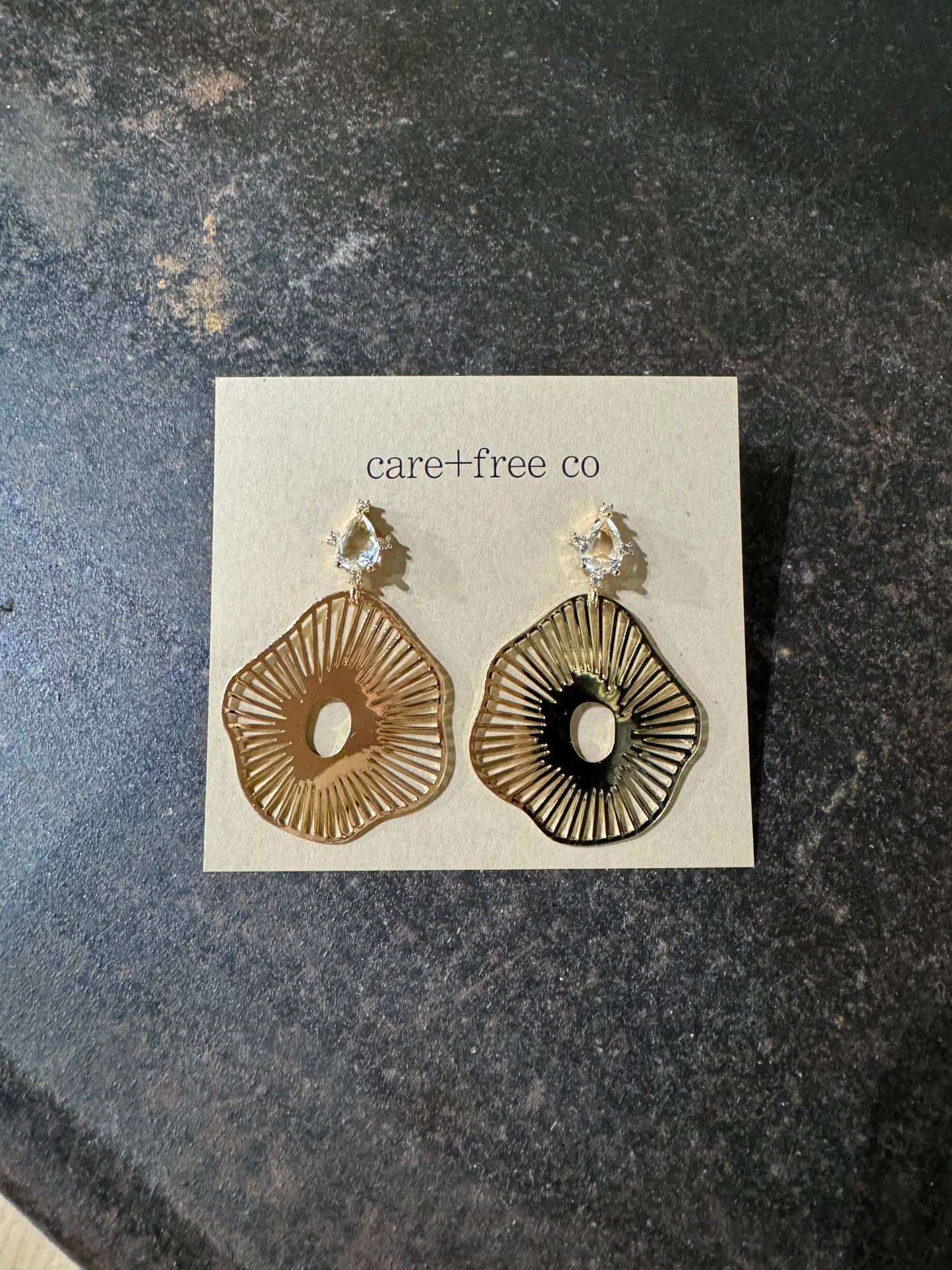 Rhinestone Topography Earrings by Care Free Co