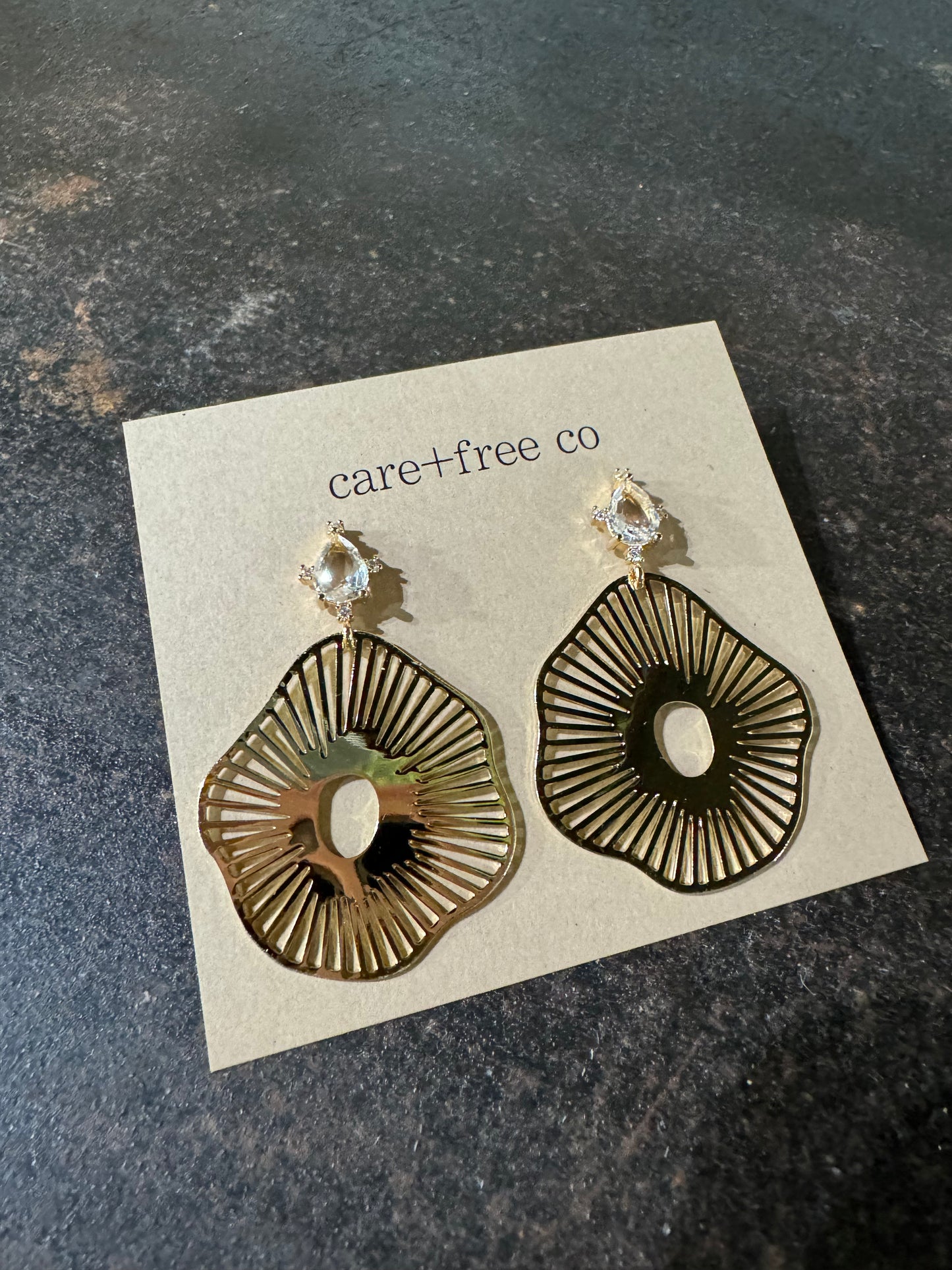 Rhinestone Topography Earrings by Care Free Co