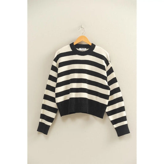 Striped Sweater with Ribbed Edge