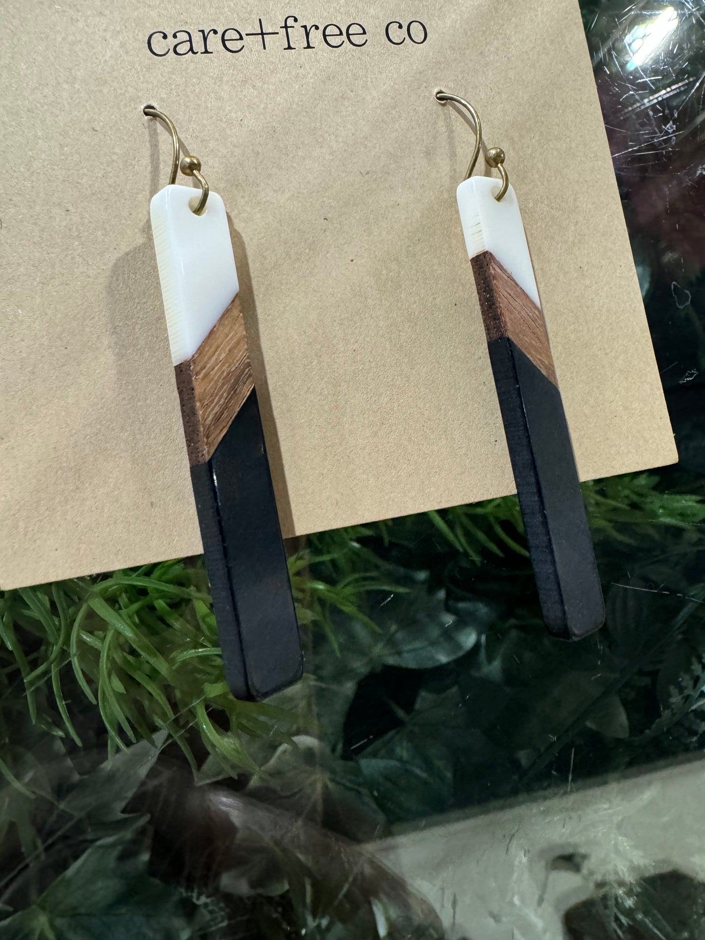 Black + White Wood Earrings Care Free Co