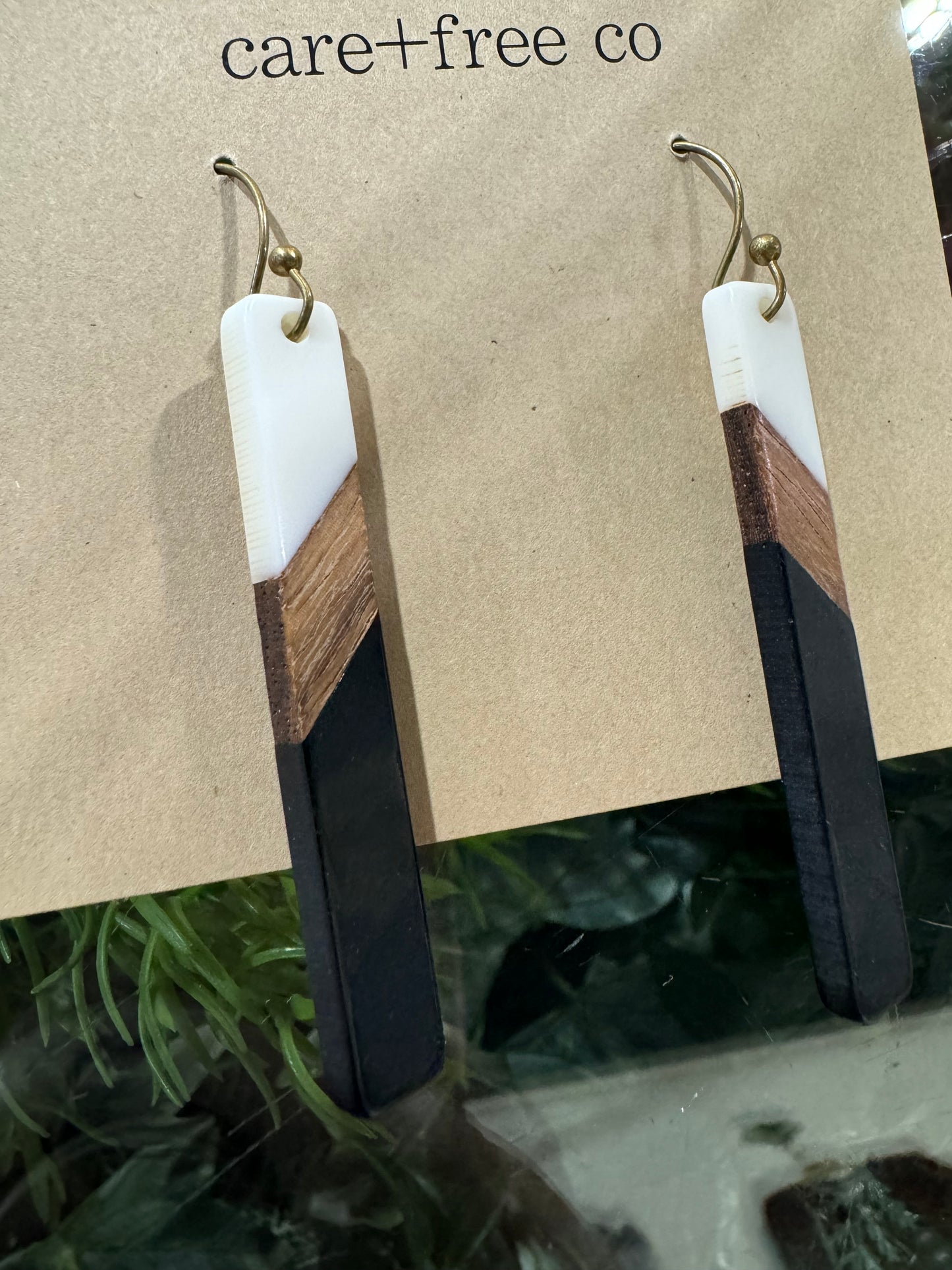 Black + White Wood Earrings Care Free Co