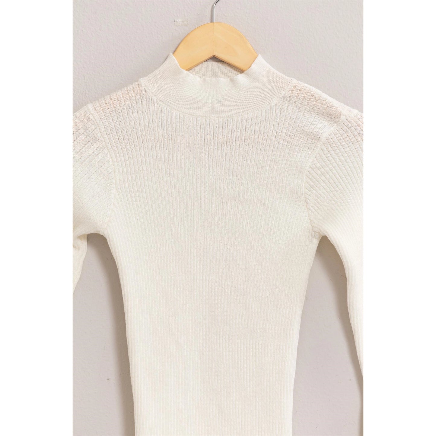 Rib Flared Knit Top in White