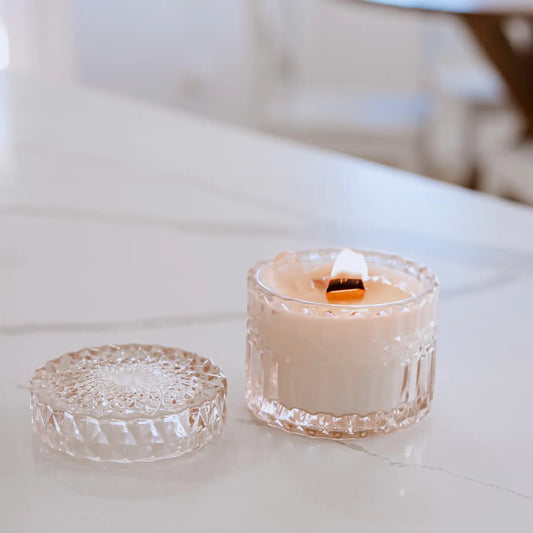 Soft Blush Crystal Candle in Apricot Rose