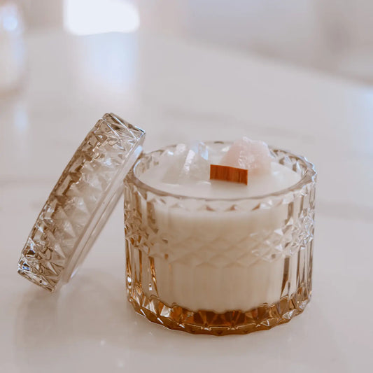 Toasted Champagne Crystal Candle in Sandalwood and Warm Amber