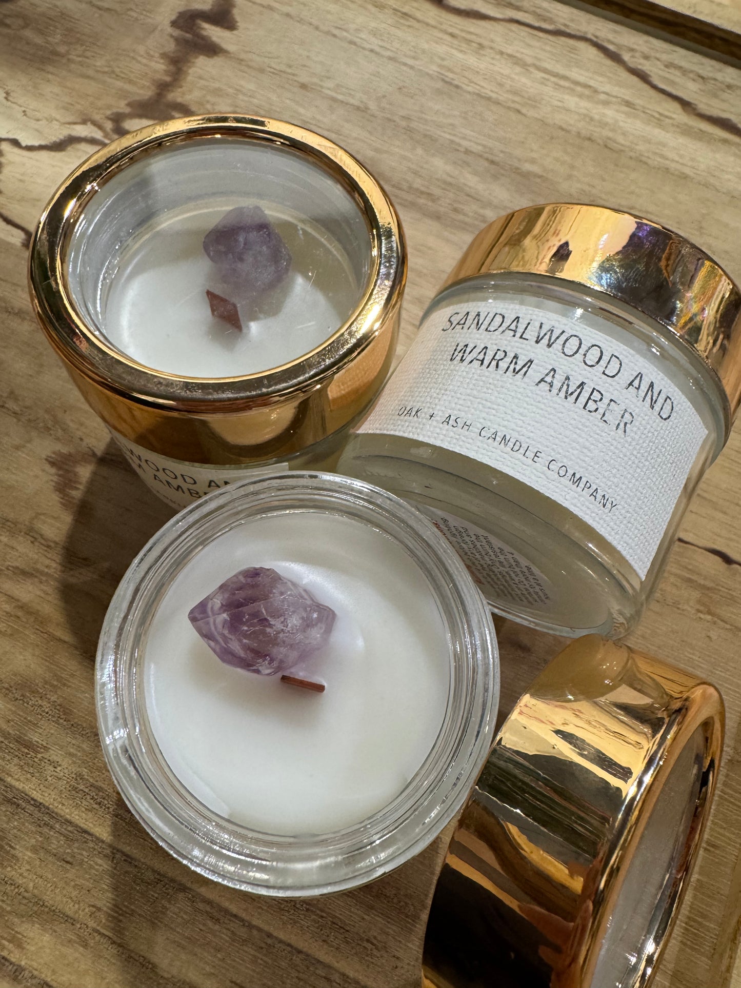 Crystal Travel Candle in Warm Amber