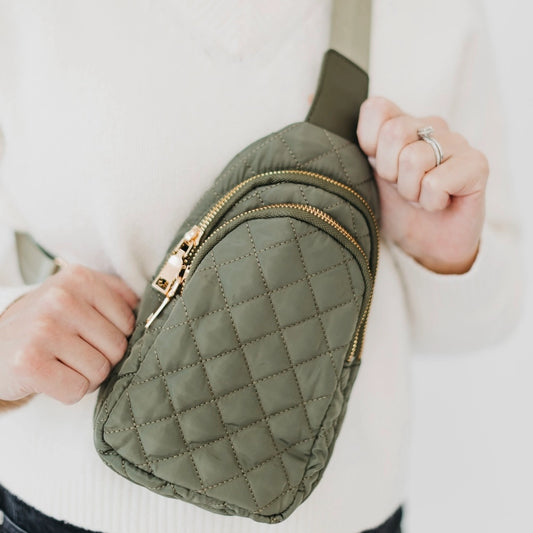 Pinelope Puffer Bum Bag in Olive