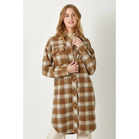 Fringe Placket Plaid Jacket