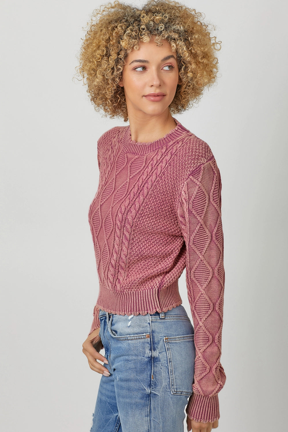 Washed Cropped Sweater