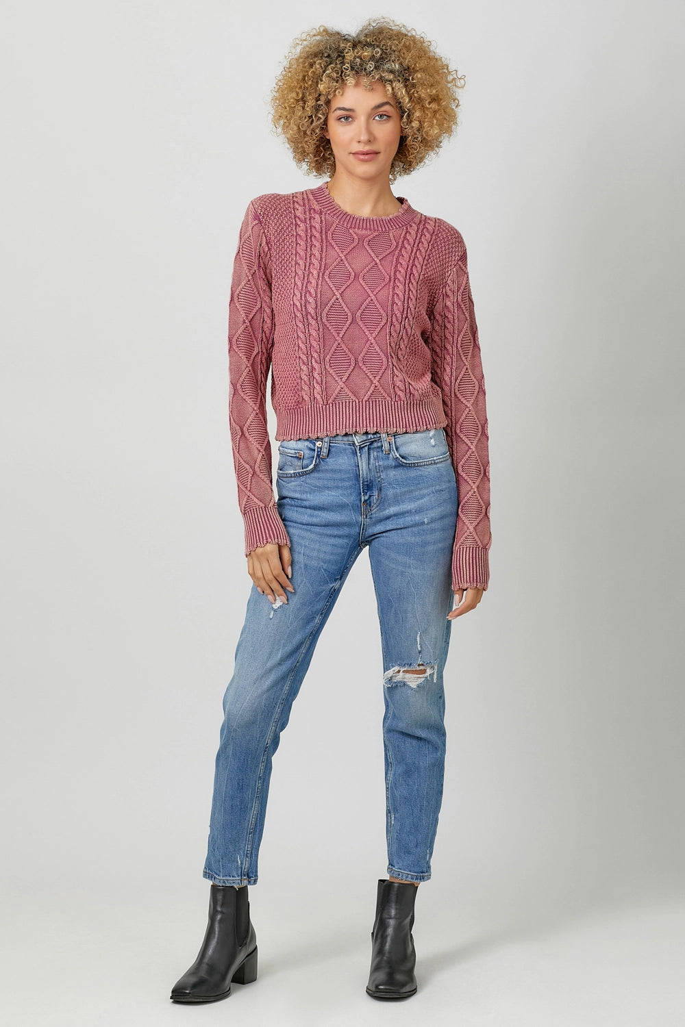 Washed Cropped Sweater