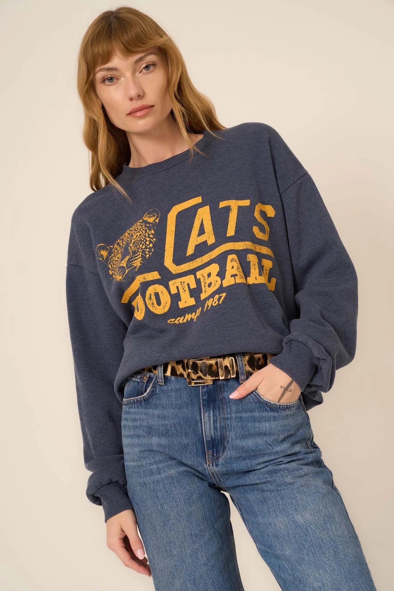 Cats Football Sweatshirt in Heathered Dark Night