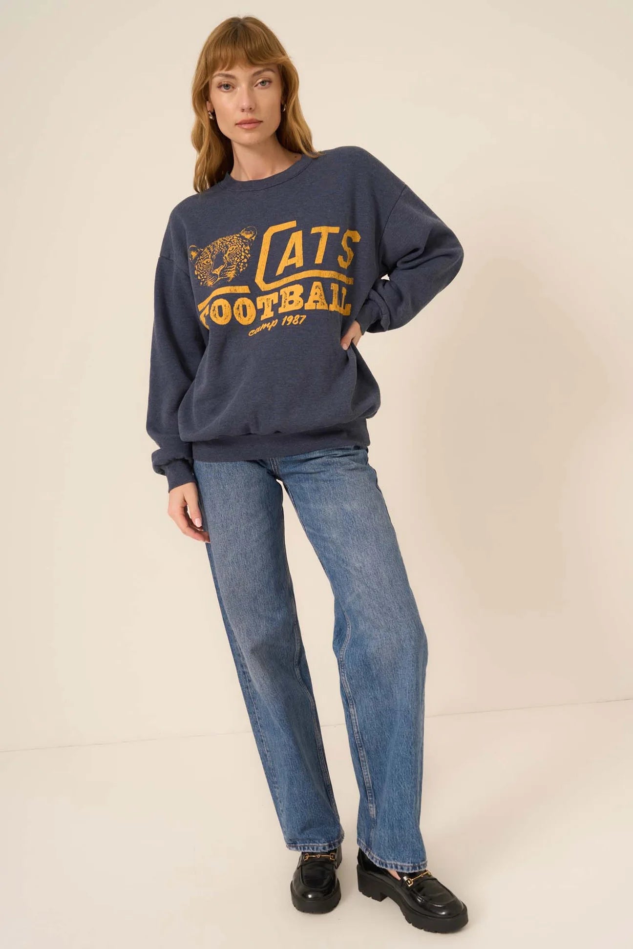 Cats Football Sweatshirt in Heathered Dark Night