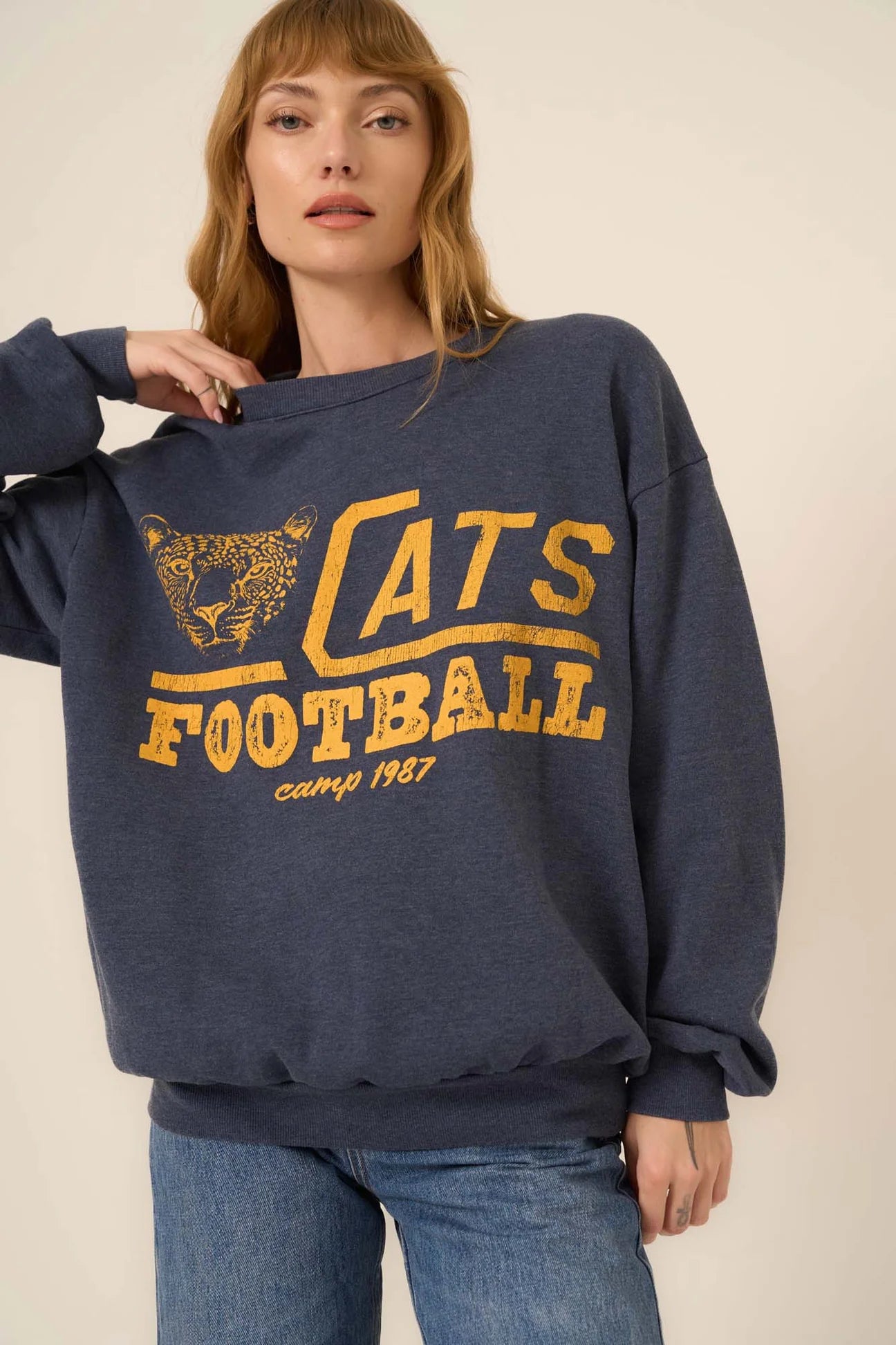 Cats Football Sweatshirt in Heathered Dark Night