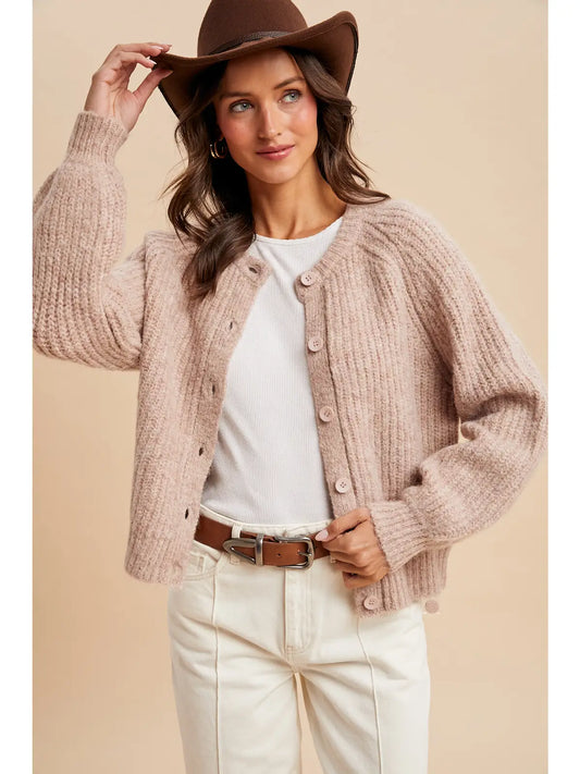 Raglan Sleeve Knitted Cardigan