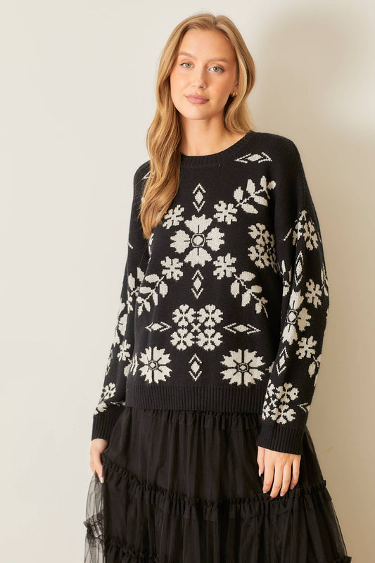 Floral Print Knit Sweater