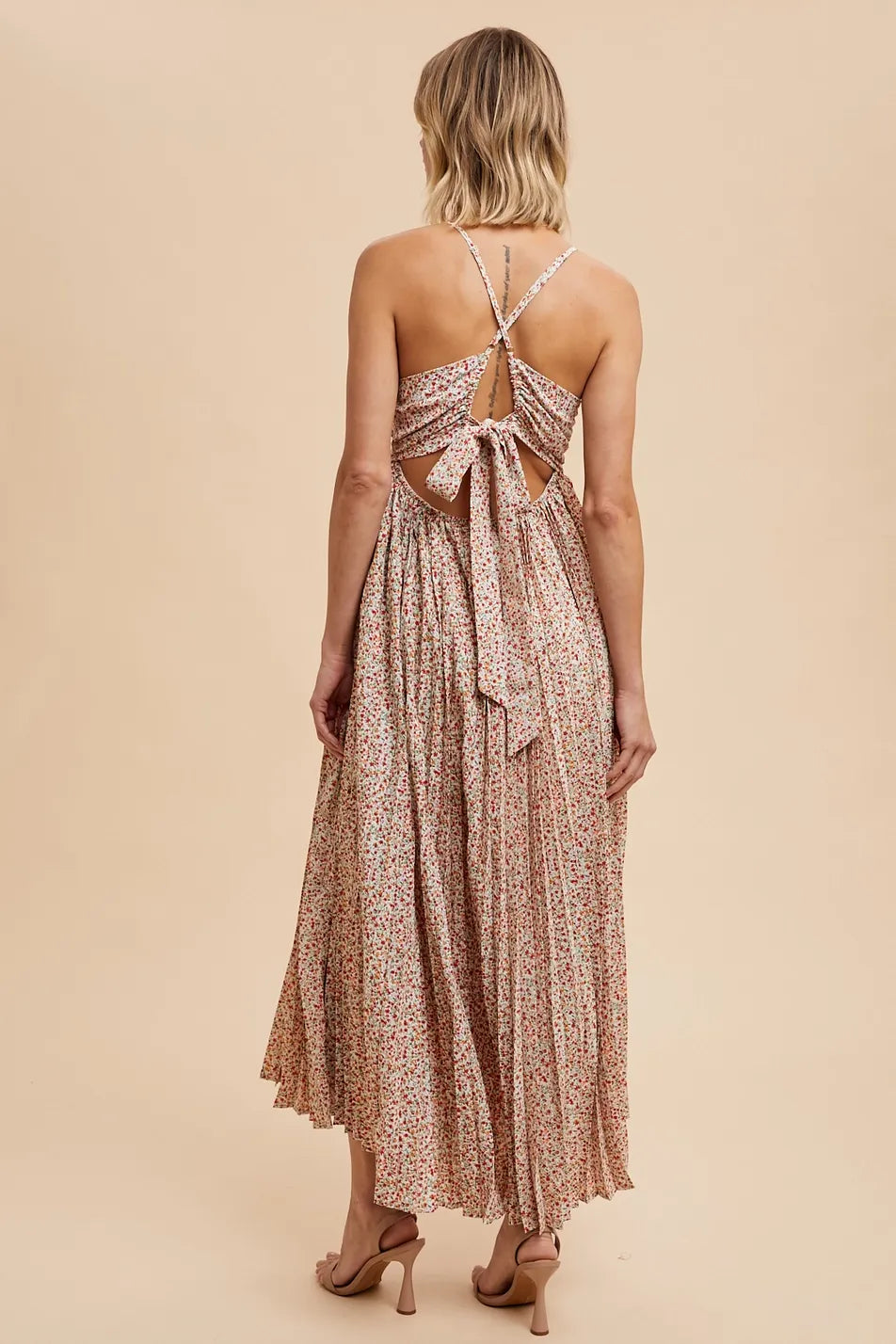 Rose Pleated Maxi Dress